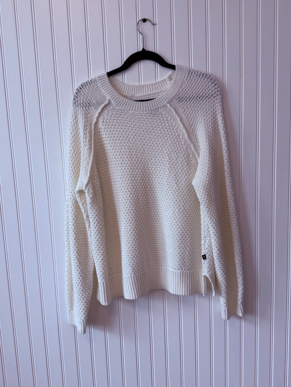 Gap Marshmallow Textured Reverse Stockinette Knit Crewneck Sweater Size L Cream